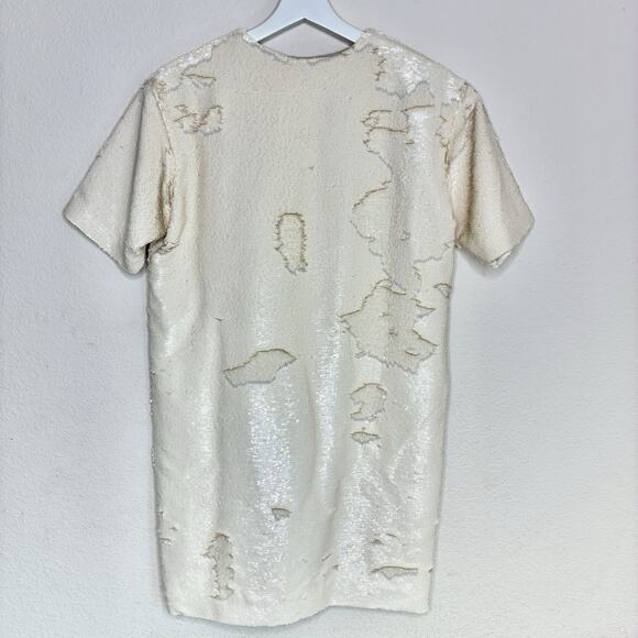 The Frankie Shop Riley Neutral Sequin Ivory Dress S - Picture 7 of 11